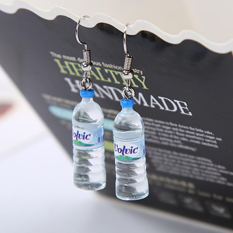 Novelty Creativity Fake Bottle Dangle Earrings for Women Funny Mineral Water Bottles Hook Drop Earrings Jewelry
