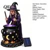 Dark Atmosphere Night Light Solar Witch Statue with Glowing Cauldron, Outdoor Halloween Garden Light, Party Decorations Resin Decorative Figurine for