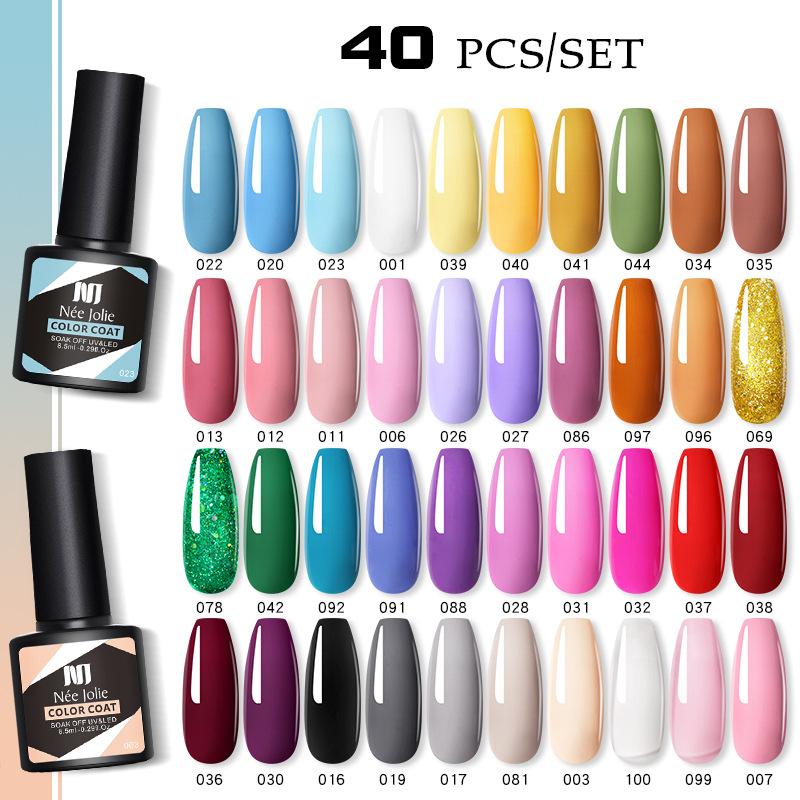 Nee Jolie 40 Colors Gel Nail Polish Set, Japanese Style Soak Off UV Gel Nail Kit, Long Lasting & Easy Application