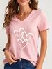 Funny Love 3D Print Women's T-Shirts Fashion V-neck Short Sleeve Tops Daily Casual Girl T shirt Summer Loose Tee Ladies Clothing