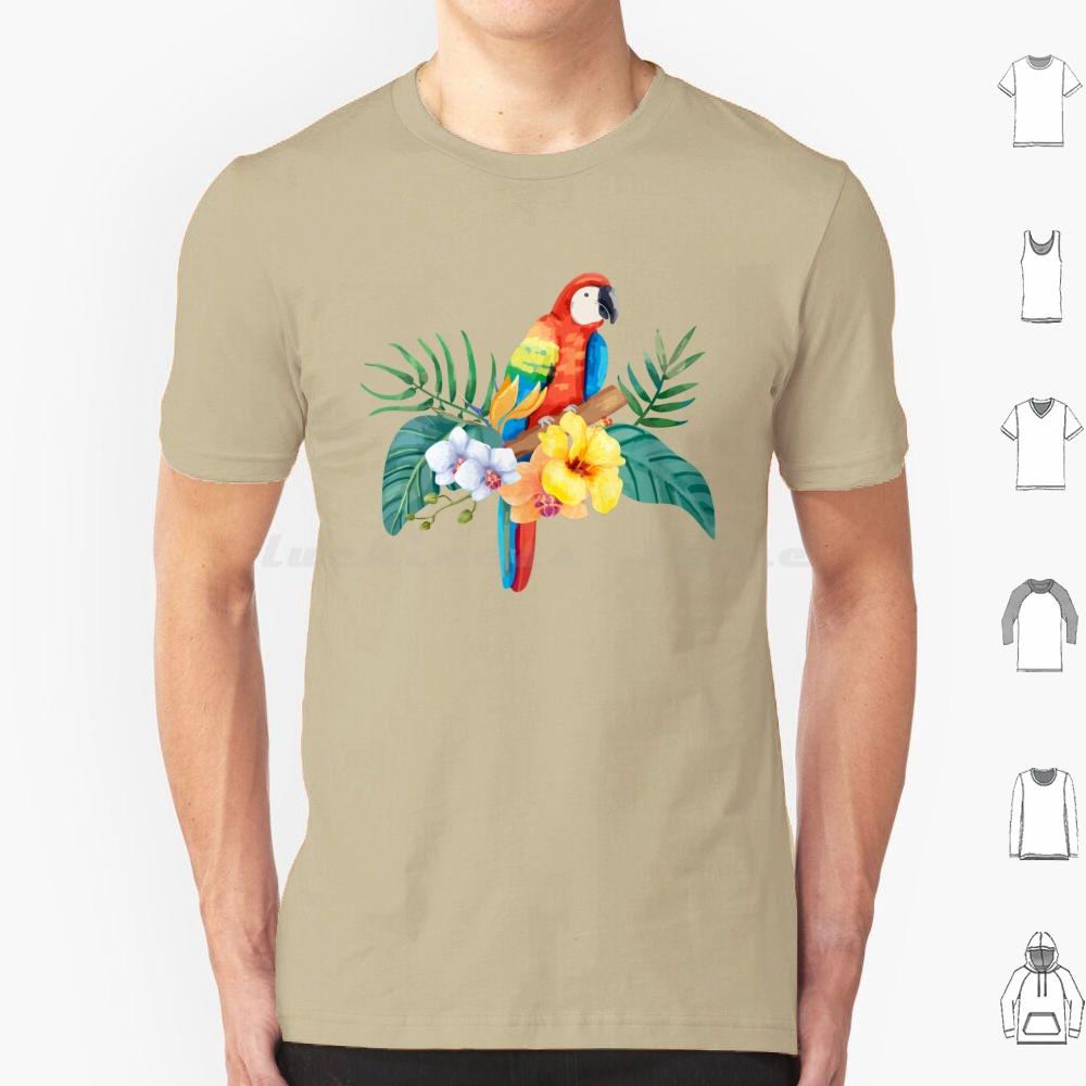 Tropical Parrot T Shirt Cotton Men Women DIY Print Parrothead Buffett Shark Tropical Volcano Parrot Margaritaville Beach