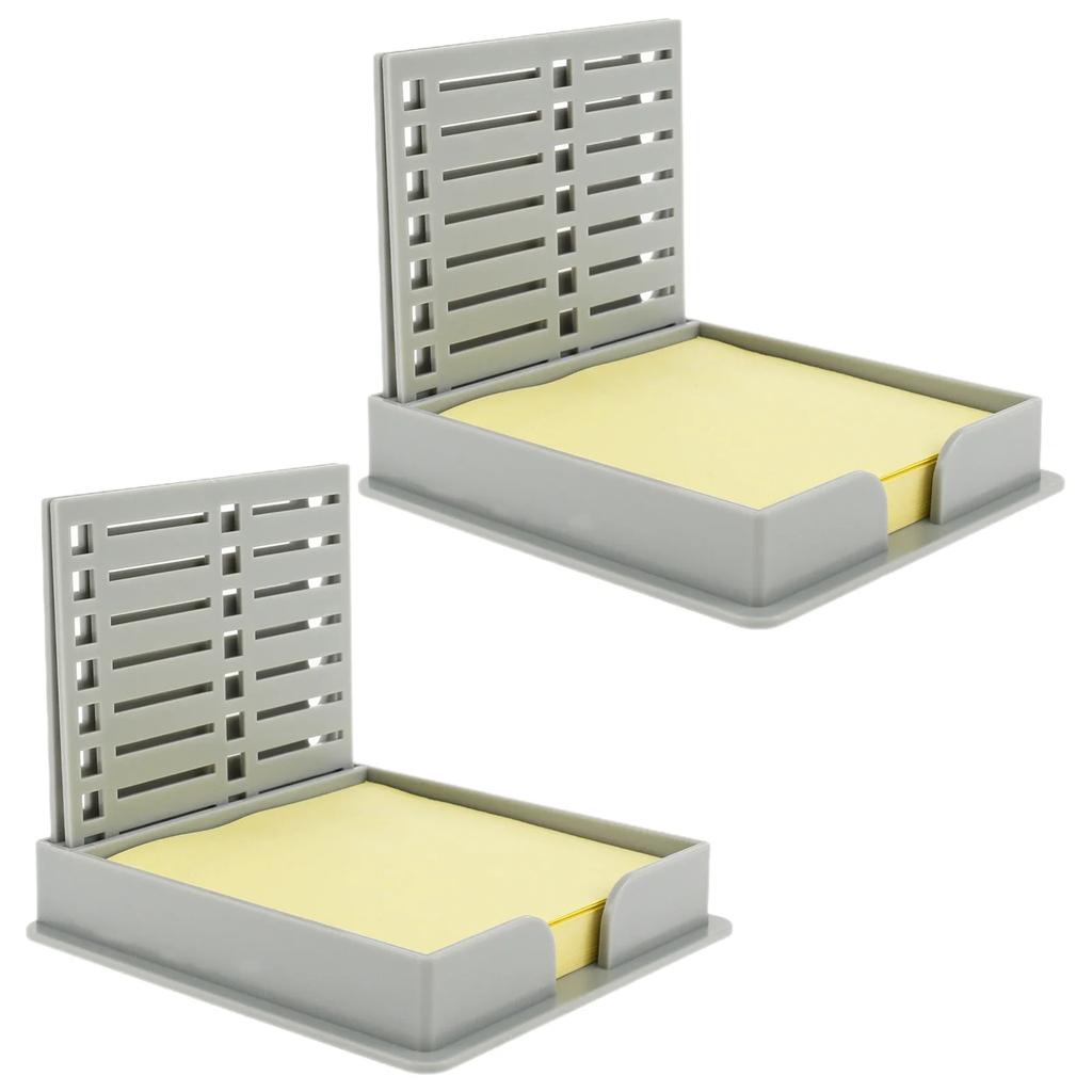 2Pcs Convenience Sticker Storage Box with Stencil Sticky Note Dispenser Plastic for 3x3Self-Sticky Note Pads(Sticky Not Contain)