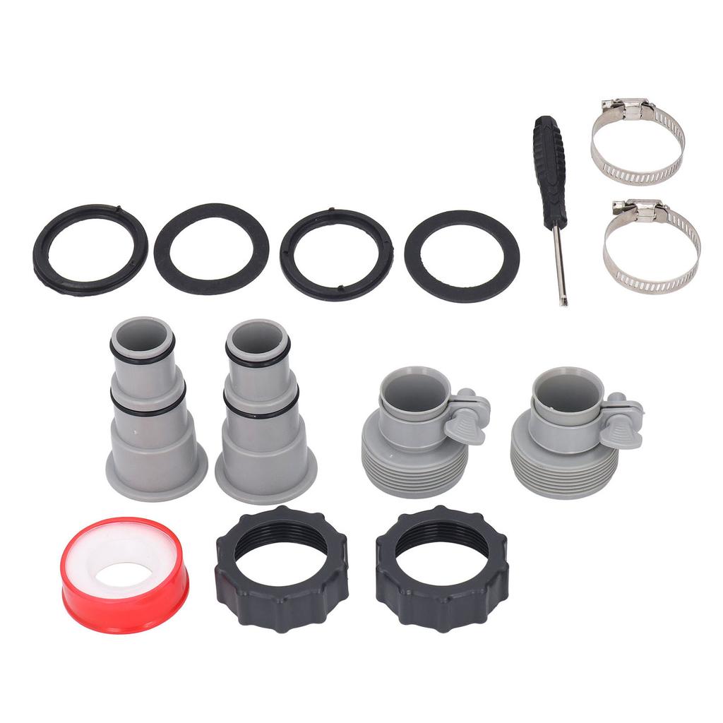 Threaded Hose Adapter Kit Replacement Clamp Pipe Connector for 1.5 and 1.25 Inch Hoses Filter Pump