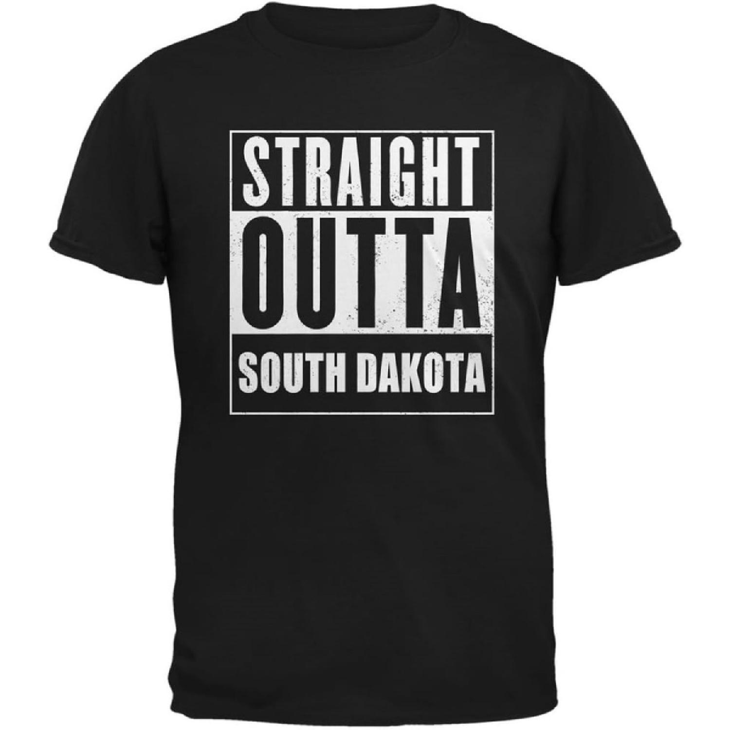 Straight Outta South Dakota Black Adult T-Shirt S