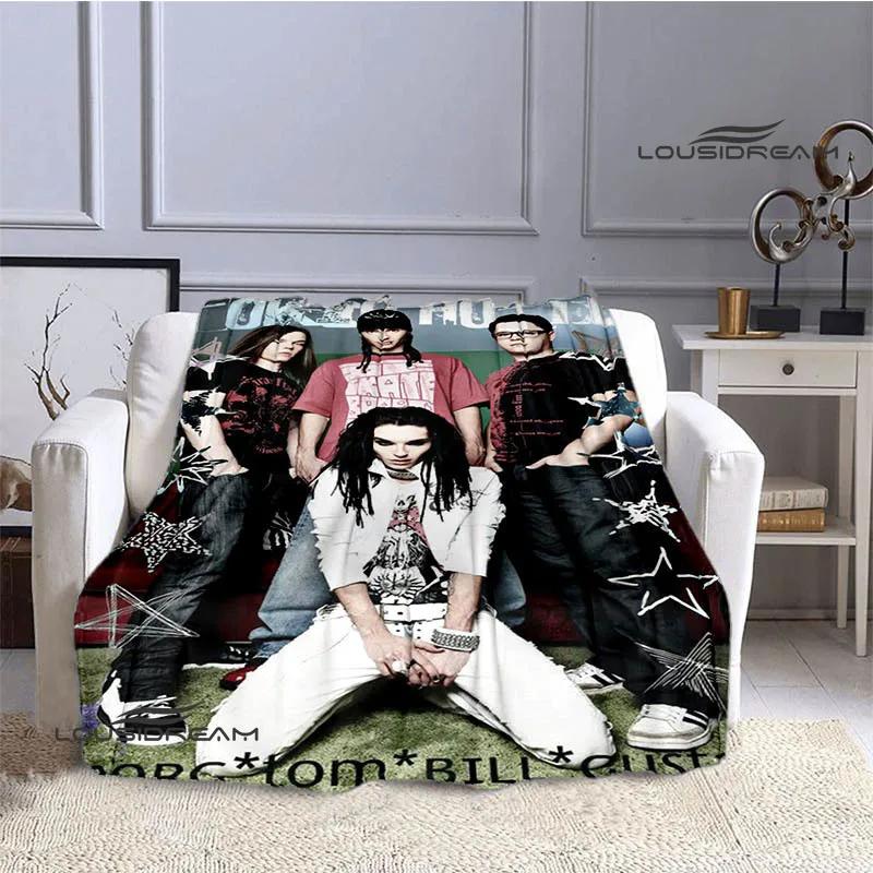 Coperta stampata retrò della band Tokio Hotel, coperta calda in flanella morbida e confortevole, biancheria da letto per casa, viaggio, regalo di compleanno