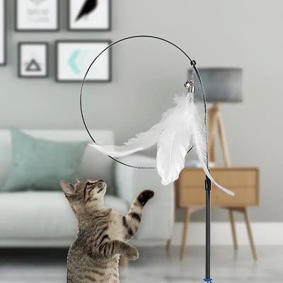 Cats Toys Feather Wand Pet Supplies Automatic Durable Cat Toy Suction Cup Cat Accesorios Funny Replacements Detachable Interactive  Jewelry Accessory