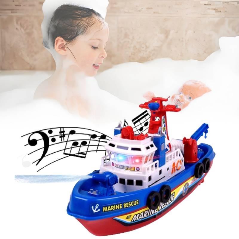 Colorful Electric Fireboat Toy For Kids With Water Spraying Music And Lights Features
