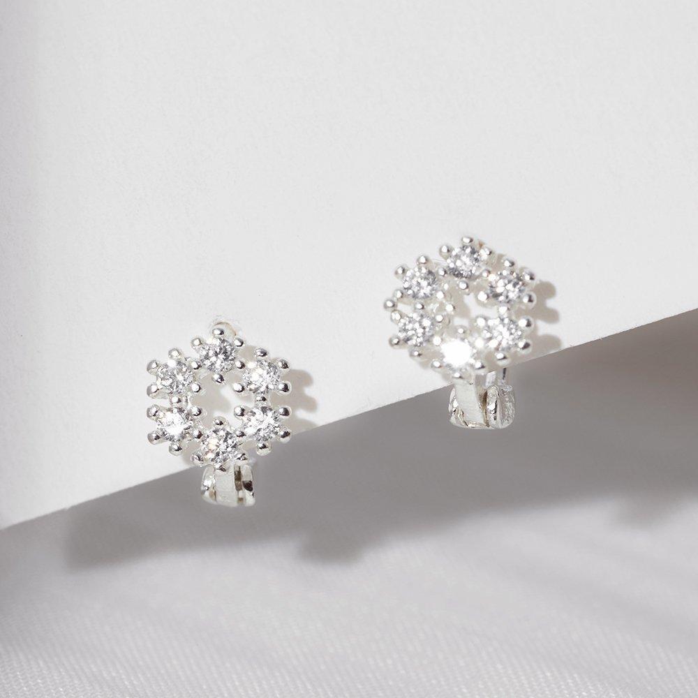 925 Silver Oat One-Touch Ring Earrings W