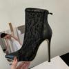 Eilyken Sexy Thin High Heels Women Ankle Boots Designer Mesh Fabric Zipper Spring Autumn Booties Street Style Stripper Shoes