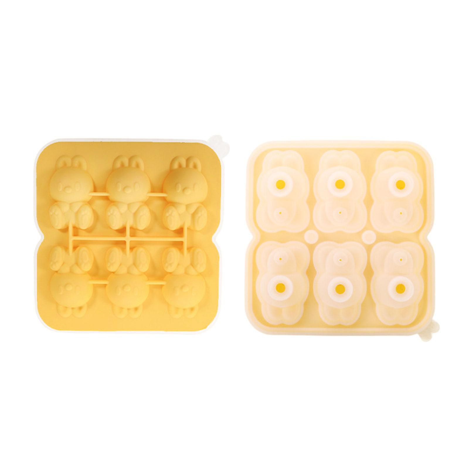 

Lovely Rabbit Shape Ice Tray Easily Release Ice Making Tool Molds Food Grade Silicone Ice Maker Mold Easy to Clean жёлтый