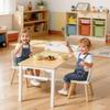 Kids Art Table and Chair Set, Toddler Craft Table with 3 Tiers Storage Cabinet, Wooden Kids Activity Play Desk with 2 Chairs, Art Craft Play Desk for