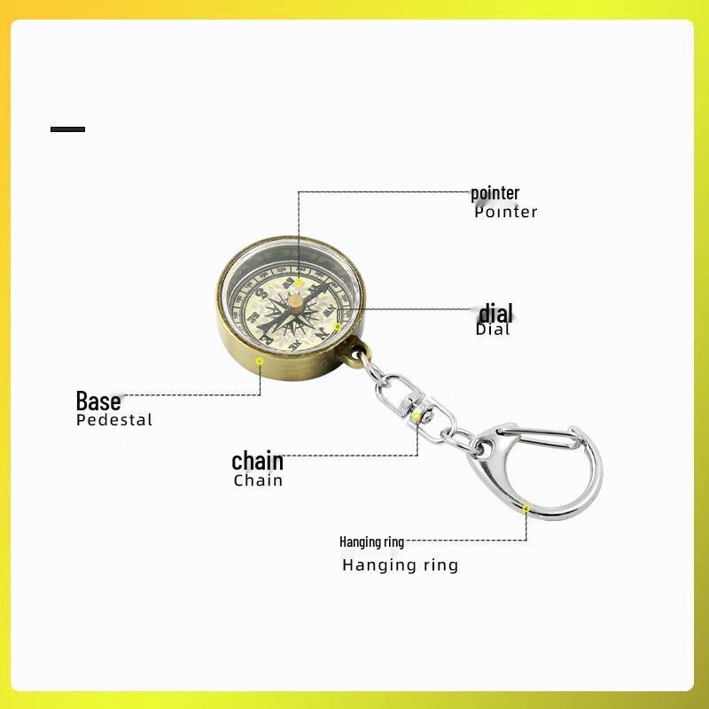 Retro Keychain Compass with Chain (6-Pack)