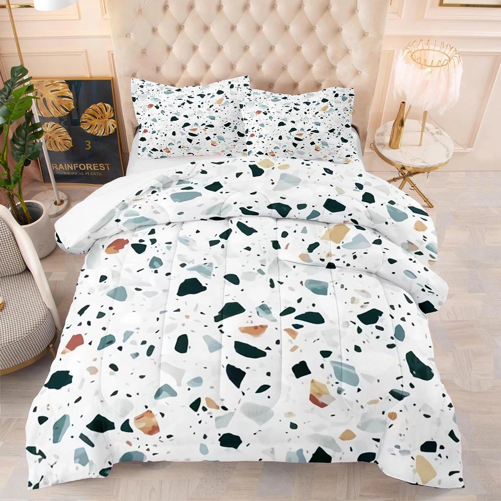 סט ציפה שחור מופשט משיש זהב ציפיות טווין קווין קינג 200x200 סט מצעים נורדי מעצב יוקרתי