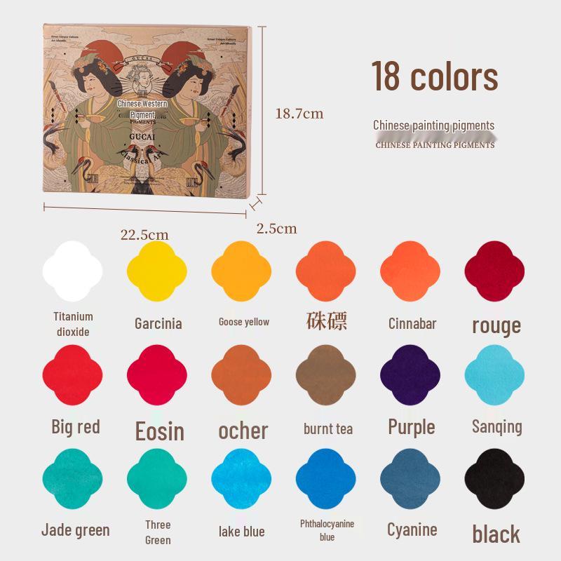 Rubens Han Series Traditional Chinese Painting Pigments Set - 24 or 12 Solid Colors for Beginners