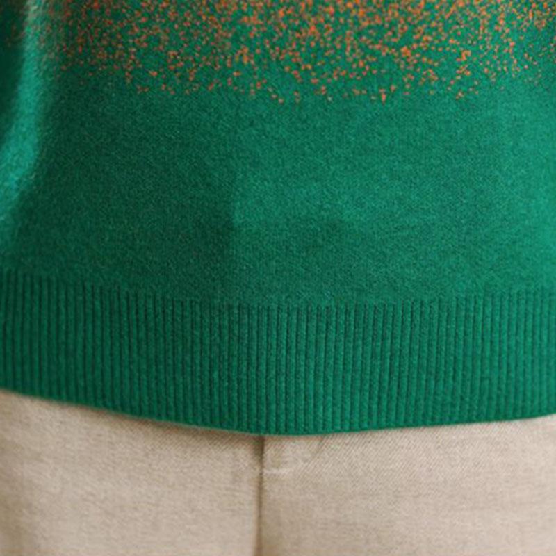 Women's Crew Neck Sweater Autumn and Winter Gradient Knit Pullover Loose Thick Knit Top