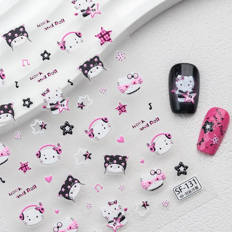 SKY Trend Rock & Hip Hop Music Guitar & Kitty Nail Art Stickers