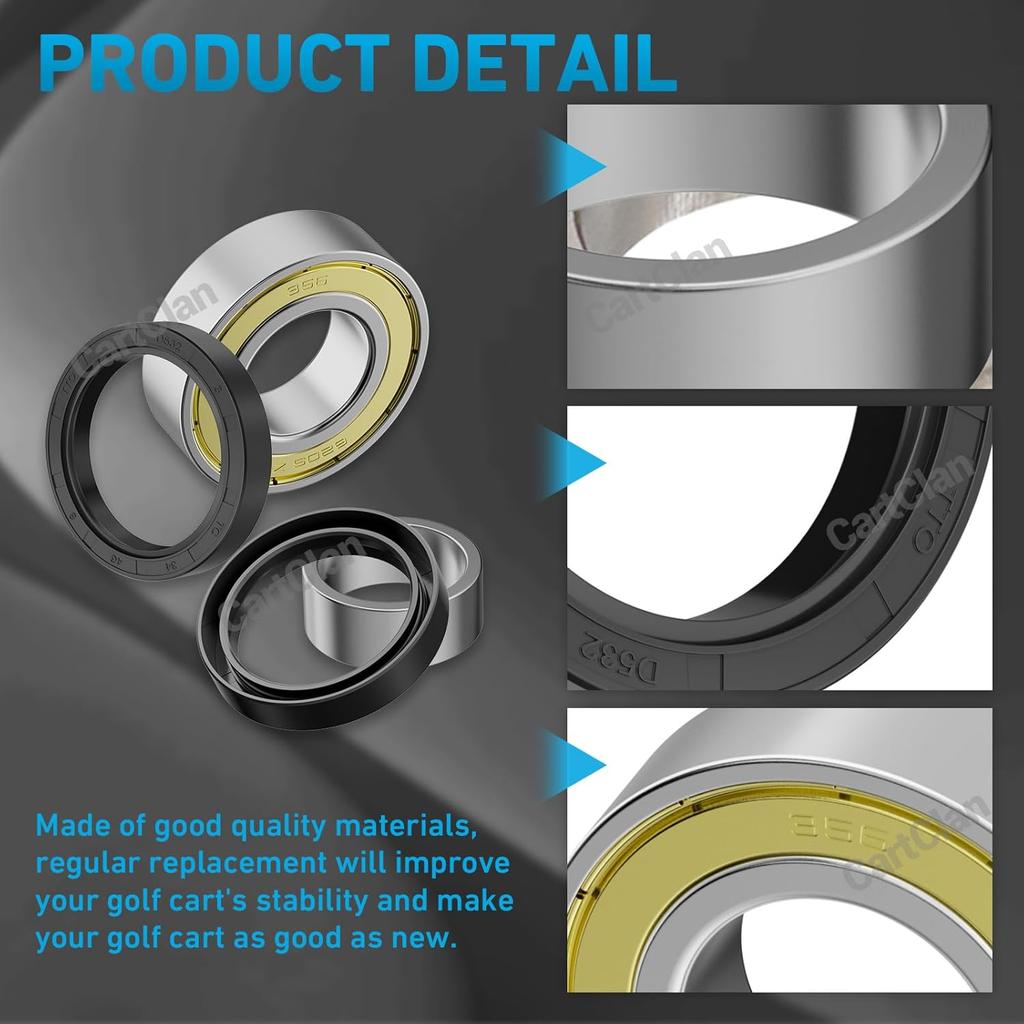 Rear Axle Bearing Bushing & Oil Seal Kit for Club Car DS & Precedent 1986-2014 Electric Golf Cart OEM 1011291 1014207 1013794