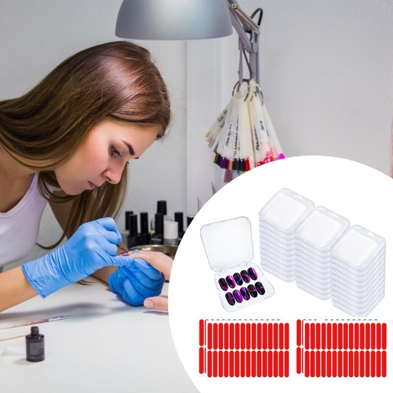 Clear Nail Art Presentation Container Space Saving Design with Adhesive Strips for Salon Home Organization