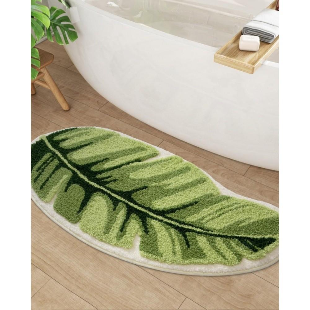 Tappeto in Peluche a Foglia Antiscivolo in TPR Morbido Tappetino Assorbente per Acqua Tappetino per Piedi Tappeto da Comodino Zona Comodino