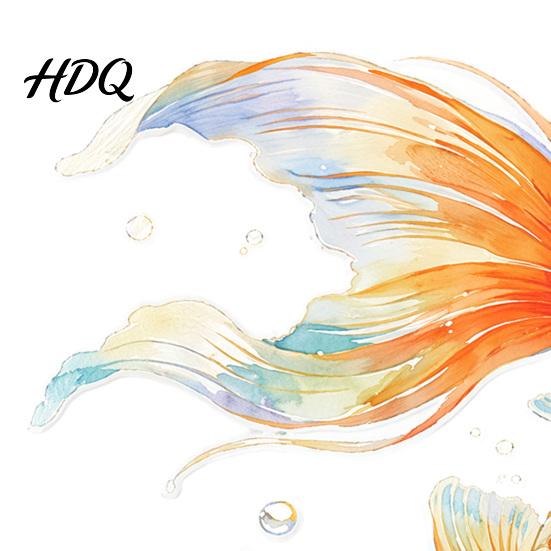 PVC Toilet Stickers Watercolor Goldfish Seat Sticker & Water Plants Tank Self-Adhesive