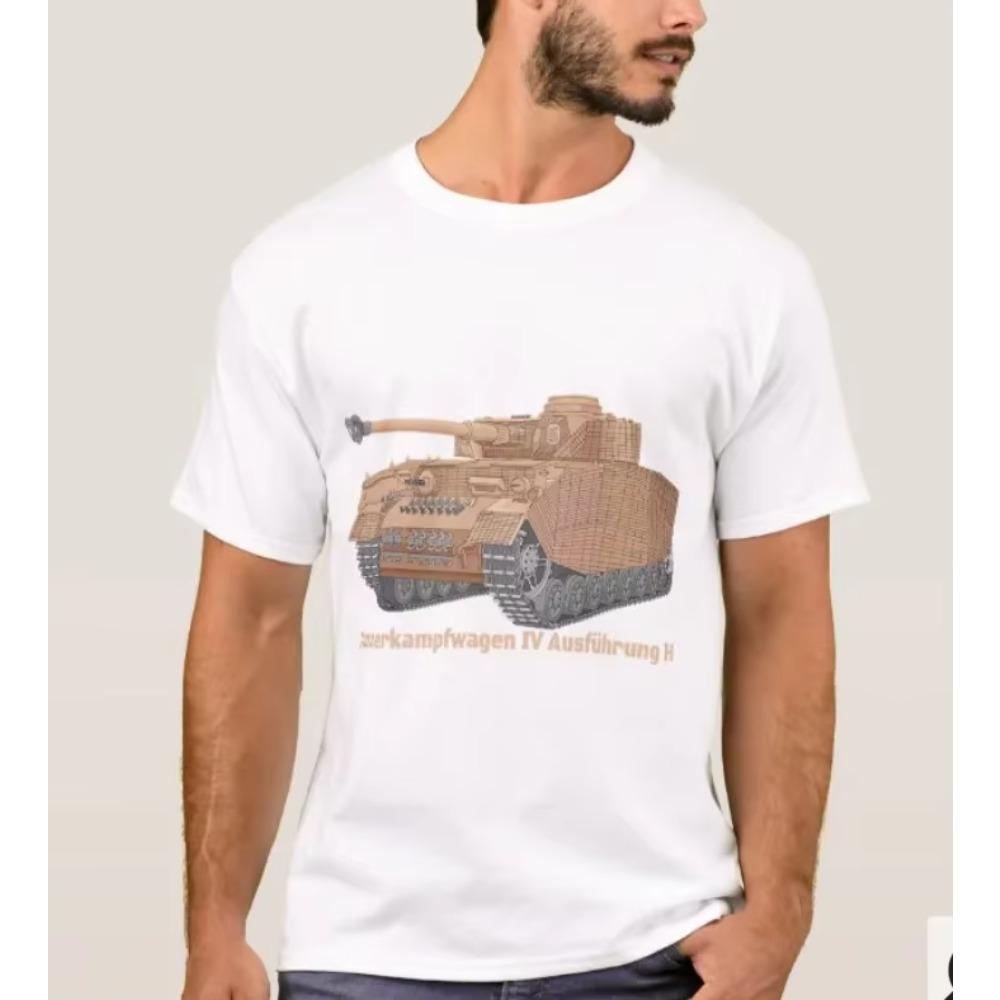 WWII German Army Panzer IV Ausf H Medium Tanks T-Shirt 100% Cotton O-Neck Summer Short Sleeve Casual Mens T-shirt Size S-3XL