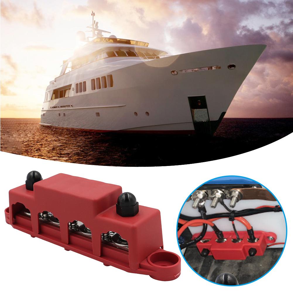 

12 В 250 А клемма шины M8 M10 аккумуляторный распределительный блок питания с крышкой положительная отрицательная шина для лодки автофургона грузовика кемпера 8M red