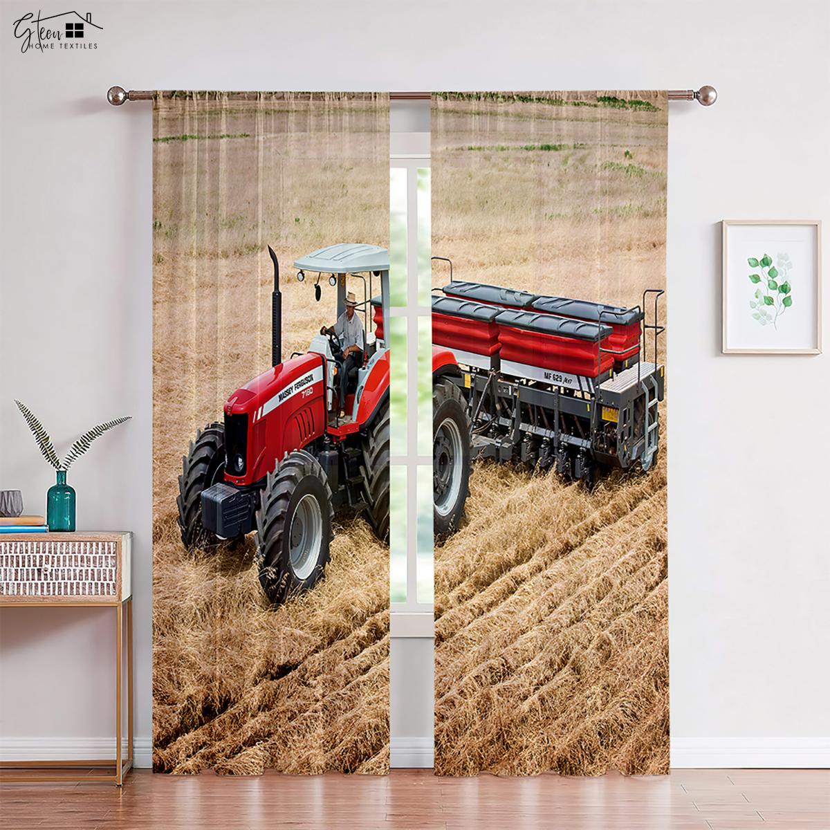 

Крутой трактор 3D печатный занавес спальня гостиная кухня кабинет декоративный карниз для штор карманная занавеска легко стирать 2 шт W50xH130(CM)x2PCS&Rod pocket