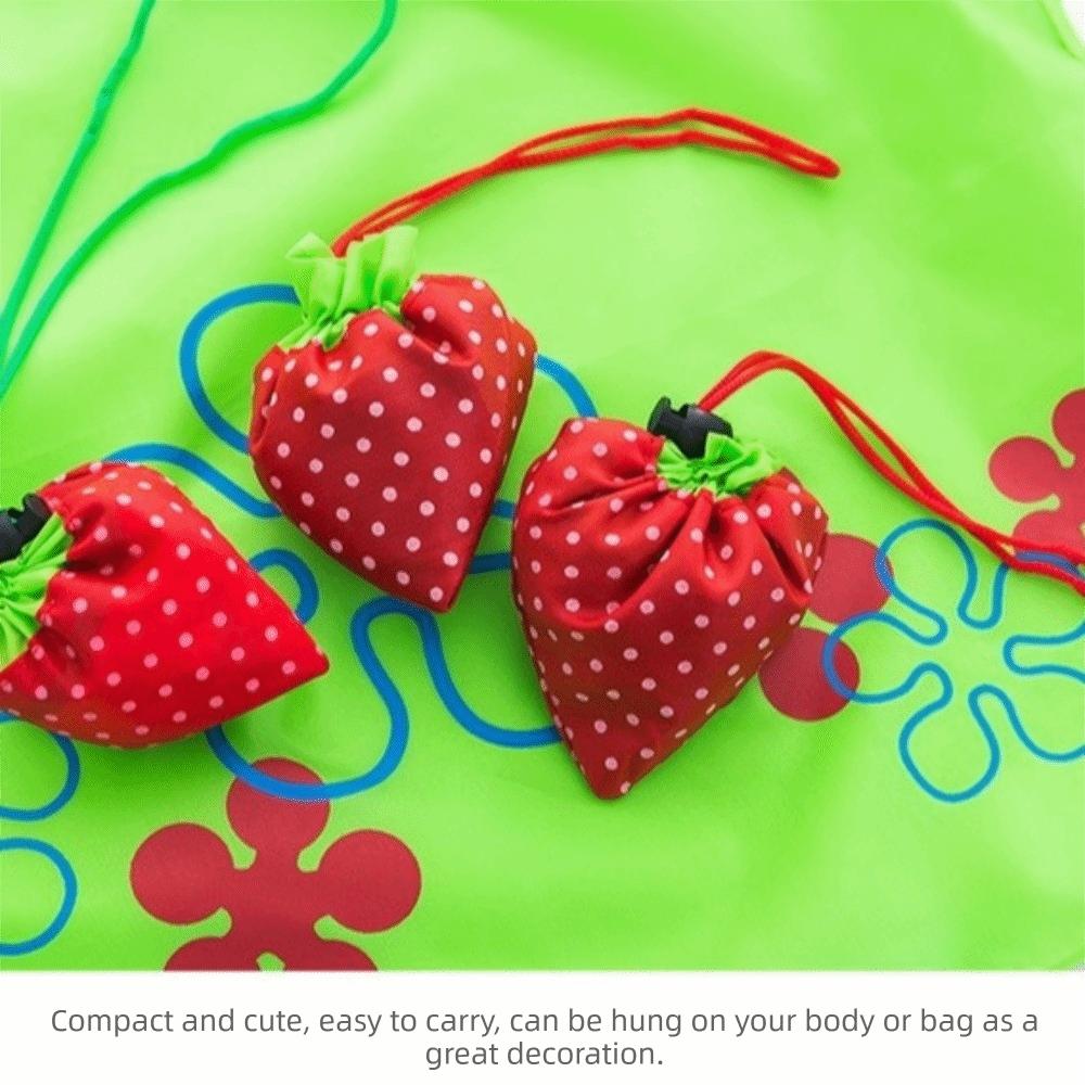 5pcs Large Capacity Foldable Strawberry Shopping Bags Random Color Eco-friendly Reusable Shopping Bag Nylon