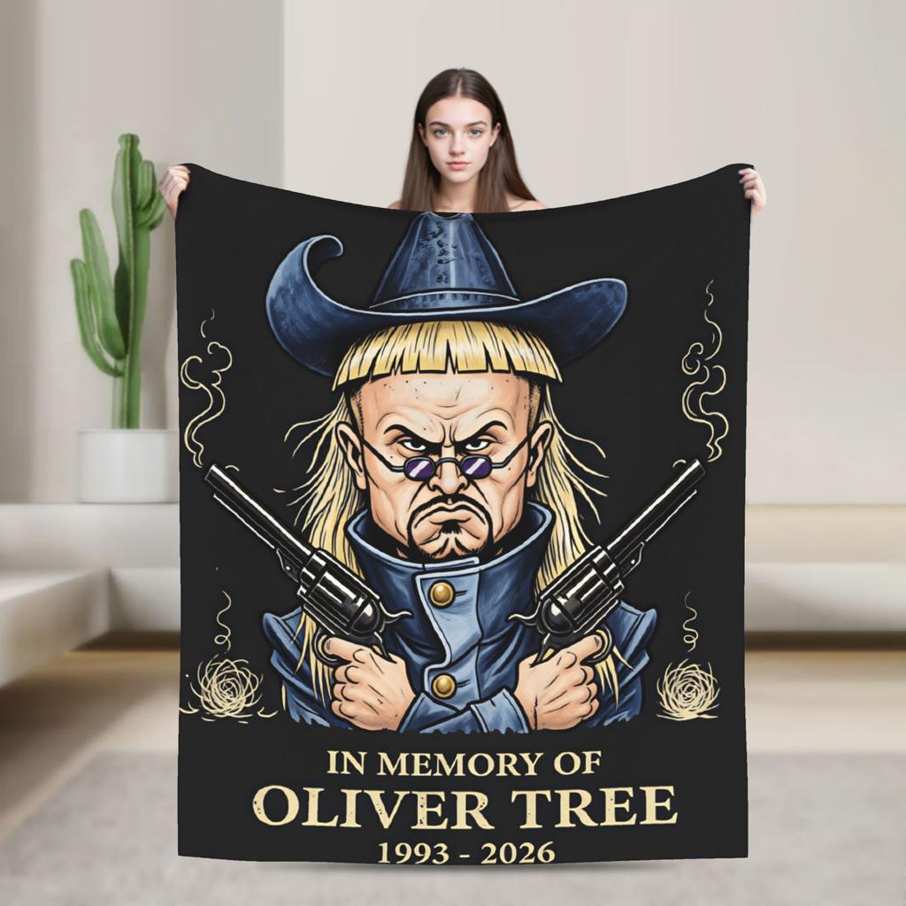 Oliver Tree Retro Art Design Throw Blanket Cozy Funny Blanket  For Living Room Camping Flannel Bedspread Bed Cover