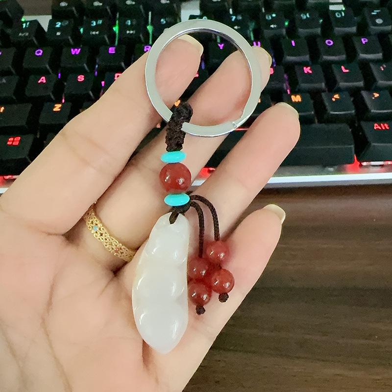 Chalcedony Pixiu Wealth Keychain & Agate Peace Buckle Pendant