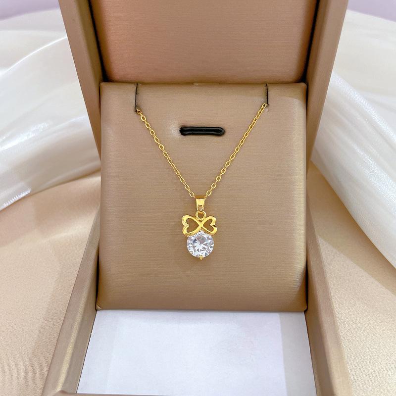 Micro-Setting Temperament Light Luxury Full Of Diamonds Real Gold Exquisite Micro-Setting Necklace Women'S Fashion Trend Collarbone Chain
