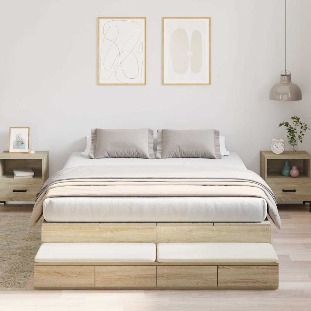 Storage Bed Frame Sonoma Oak 150 cm Particleboard