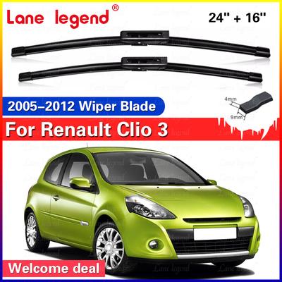 For Renault Clio 3 III Hatchback Front Wiper Blades 2005-2012 2007 2010 2011 Windscreen Windshield Window Accessories 24"+16"