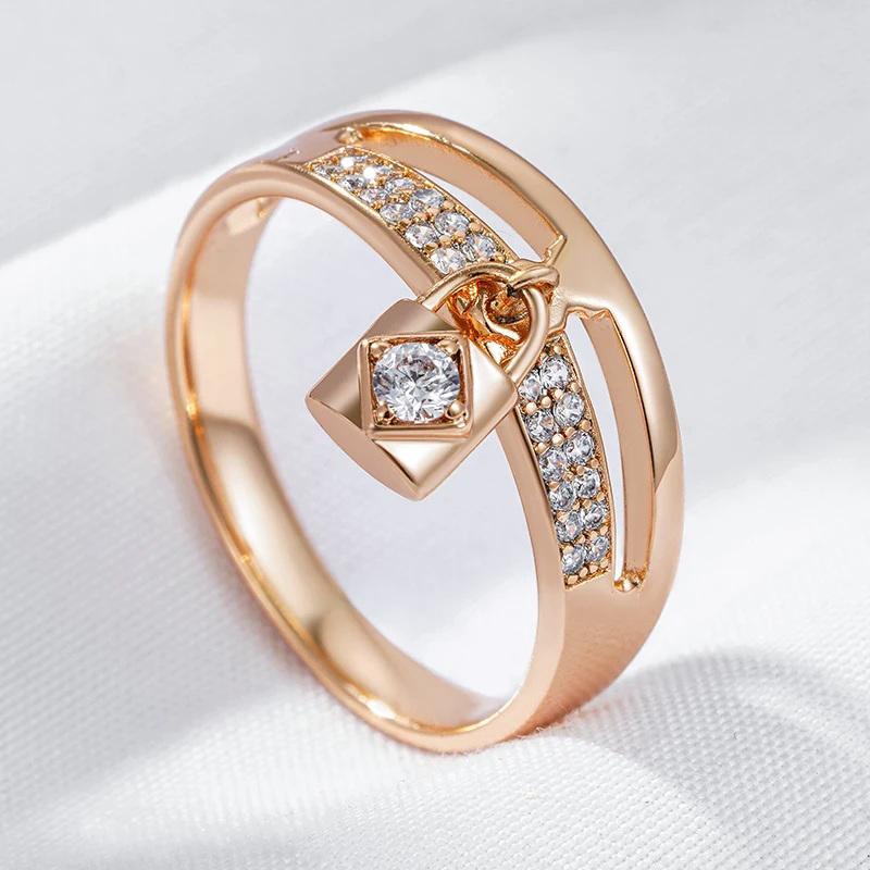 Unusual  Rose Gold Color Rings For Women Fashion Shiny Natural Zircon Accessories Minimalist Daily Fine Jewelry