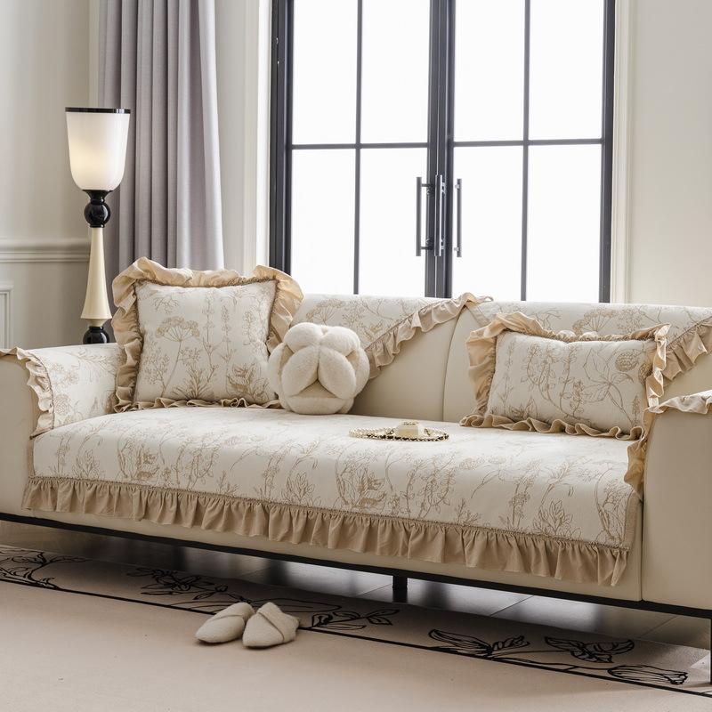 French Sofa Cushion Universal In All Seasons  New Non-Slip Light Luxury High-End Feeling Cover Chenille Cover Straight Row Seat Cushion