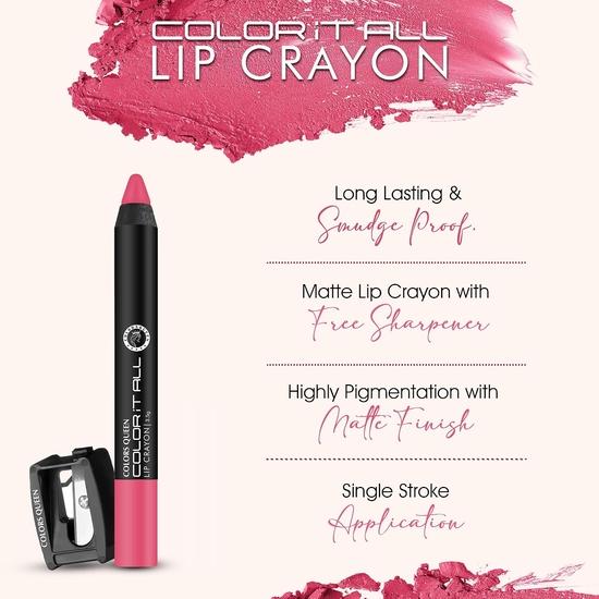 Colors Queen Color It All Long Lasting Crayon Lipstick | Up to 18 Hours Stay | Lipstick Combo for Women | Waterproof(Pink Rose & Plum Pick,3.5g)