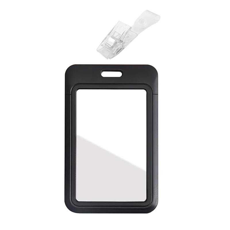 

Flip Cover Foldable Double-Sided Transparent PP Plastic ID Badge Holder Card Case Work Card Tag Card Shell White plastic clip
