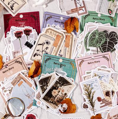 Retro Qin Yuan Plant Sticker Pack: 30 Sheets, 6 Designs for Journaling & Collage