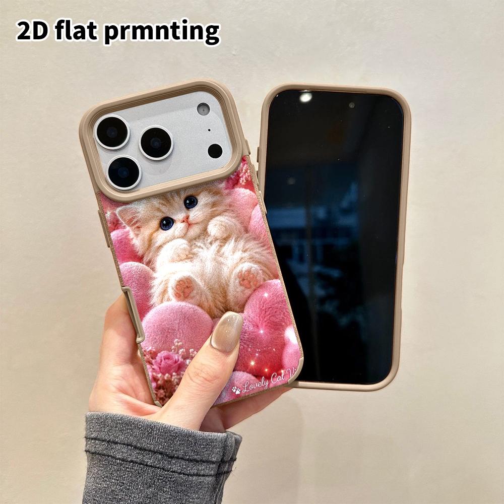 Phone Case: 2D Flat Lambskin Suitable for iPhone 18 17 16 15 14 13 Pro Protective Case, Gradient Kittens, Christmas and Halloween Gifts