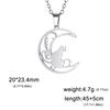 Cazador Crescent Moon Cat Pendant Necklaces for Women Animal Kitten Filigree Neck Chain 2026 Stainless Steel Jewelry Gift Trend