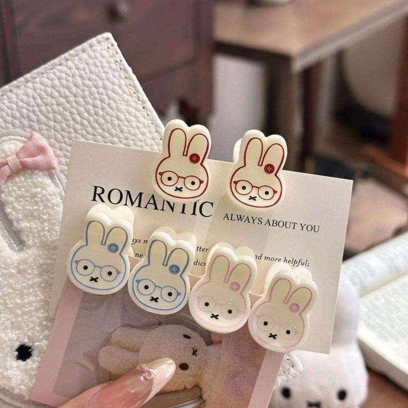 Vintage Kawaii Miffy 3D Acrylic Clips Cute Cartoon Bunny Mini Hair Clips Set Sweet Aesthetic Hair Accessories for Women  Girls