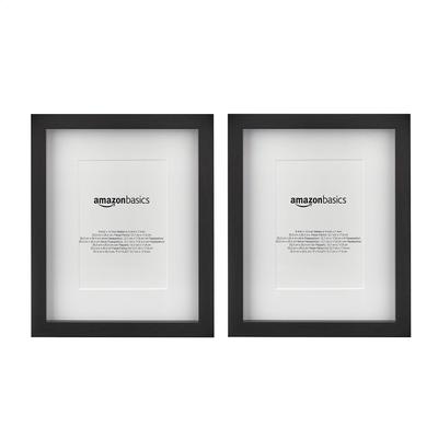 Amazon Basics Photo Frames, Black Rectangular, Compatible with 6-Cut Sizes, Set of 2, 20cm X 25cm & 13cm X 18cm