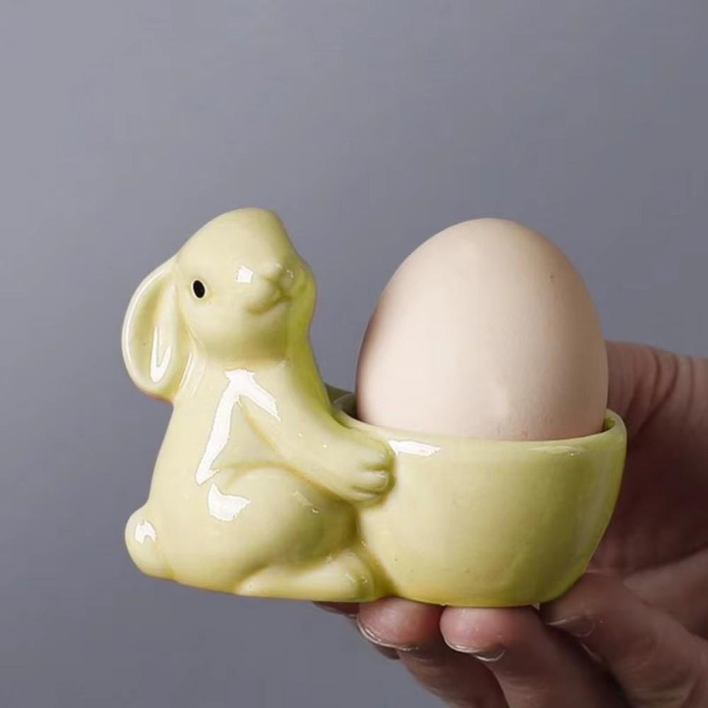Egg Organizer Rabbit Egg Cup Ceramic Bunny Egg Holder Creative Ceramic Egg Cup  Easter Celebration
