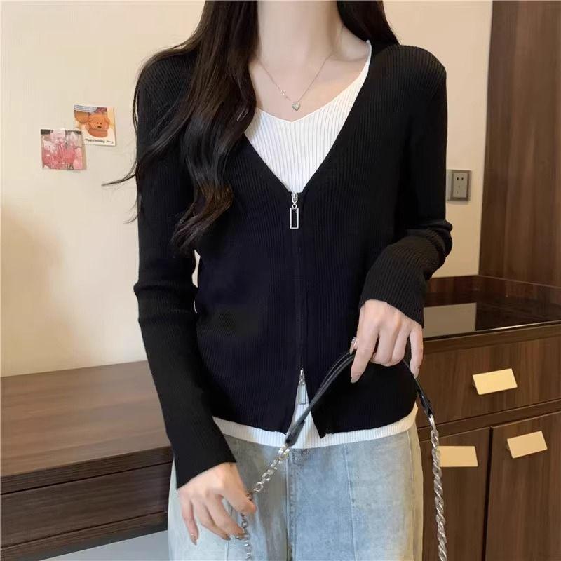 Women's Slimming Two-Piece Knit Cardigan with Inner Layer