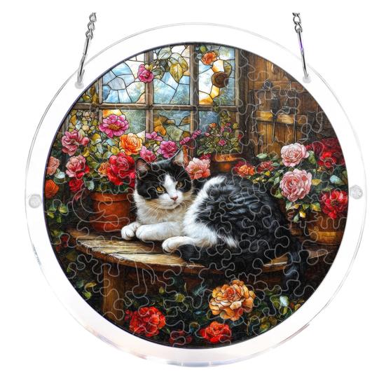 Halloween Acrylic Jigsaw Puzzle Suncatcher Stained Glass Style DIY Sun Catcher