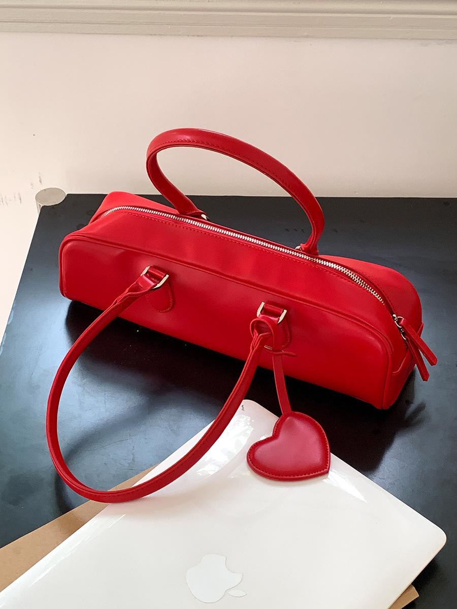 

JIAERDI Vintage Red Shoulder Bags Purse Women Fairycore Aesthetic Heart Pu Leather Y2k Underarm Bag Ladies Harajuku Handbag Chic 37x12x7cm червоний