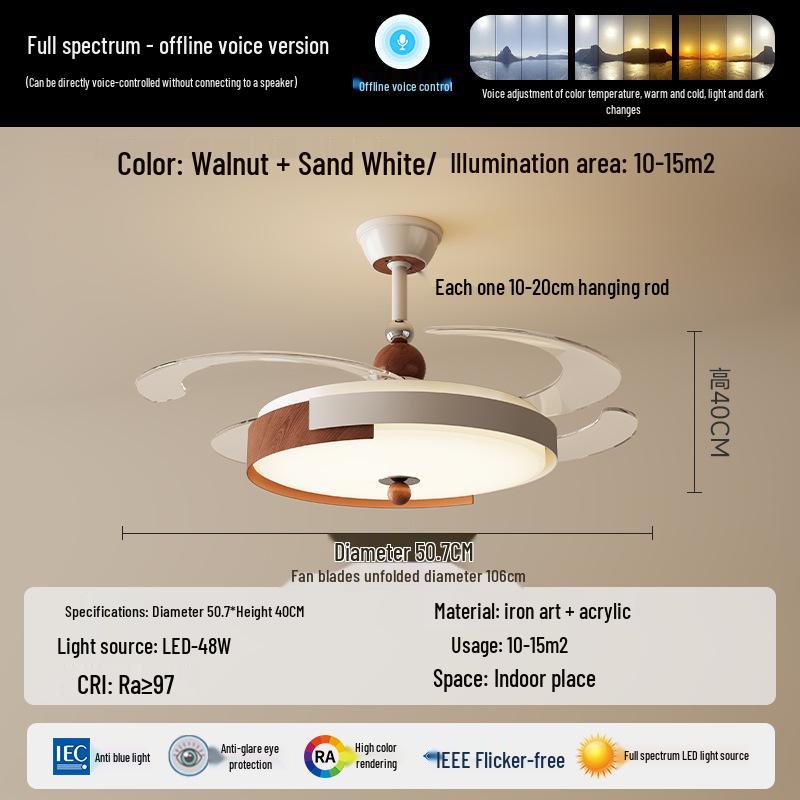 Creative French Chandelier Eggshell Fan Light for Living Room & Bedroom