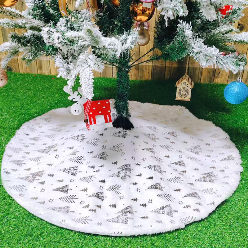 Nordic Simple White Long Pile Christmas Tree Skirt and Decor Set