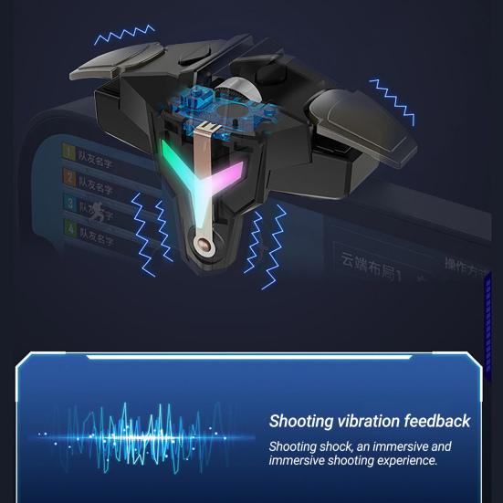 A1 Mobile Gaming Trigger Professional RGB Lighting Vibration Type Aim Shooting Game Controller Gamepad Pulse Key Button for Mobile Phone