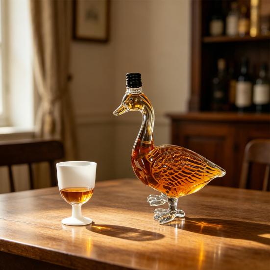 Decantador de Cristal Tallado de Ganso, Decantador de Whisky Tallado 3D con Tapón, Botella Decorativa para Licores para Barra de Casa, Regalo Único para Hombres